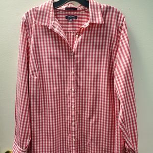 Land’s End Pink and White Checked Button Down Shirt, 18W